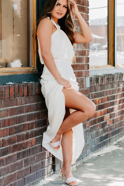 room feesttijd satijnen halter maxi-jurk NanaMacs HPTT2327