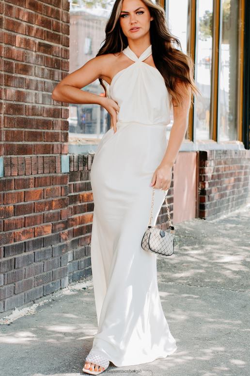 room feesttijd satijnen halter maxi-jurk NanaMacs HPTT2327