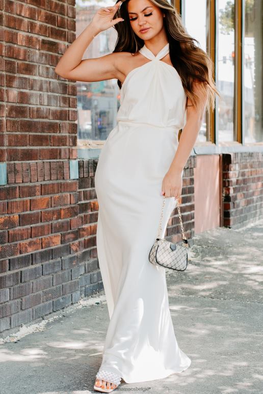 room feesttijd satijnen halter maxi-jurk NanaMacs HPTT2327