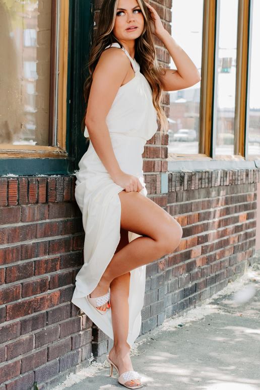 room feesttijd satijnen halter maxi-jurk NanaMacs HPTT2327