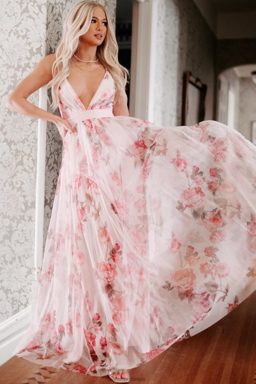 roze tuinpaden gebloemde maxi-jurk van mesh NanaMacs HPTT2393