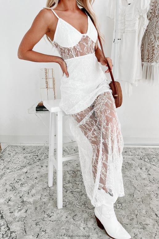 wit altijd betoverende kanten maxi-jurk NanaMacs HPTT2340