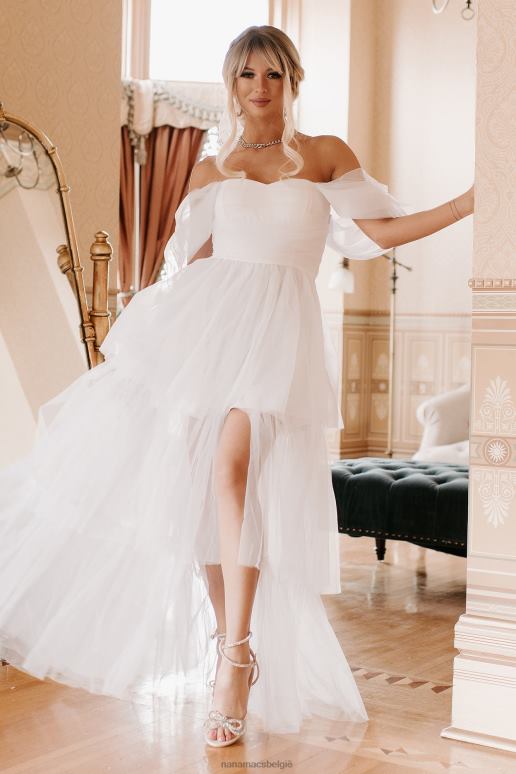 wit let's elope gelaagde tule maxi-jurk NanaMacs HPTT2398