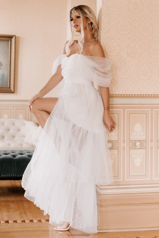 wit let's elope gelaagde tule maxi-jurk NanaMacs HPTT2398