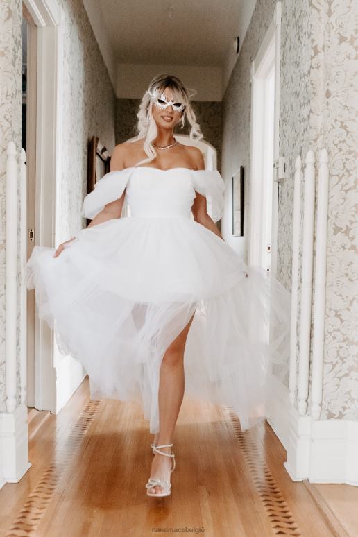 wit let's elope gelaagde tule maxi-jurk NanaMacs HPTT2398