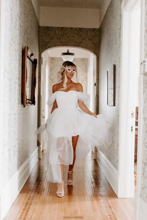 wit let's elope gelaagde tule maxi-jurk NanaMacs HPTT2398