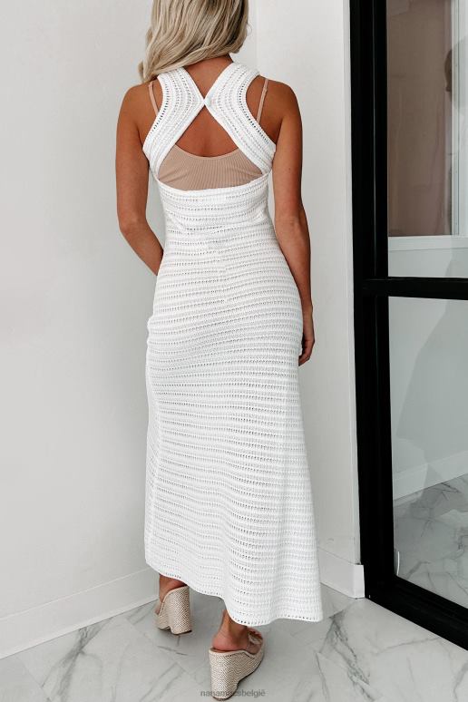 wit mijn echte zelf gehaakte gebreide maxi-jurk NanaMacs HPTT2335