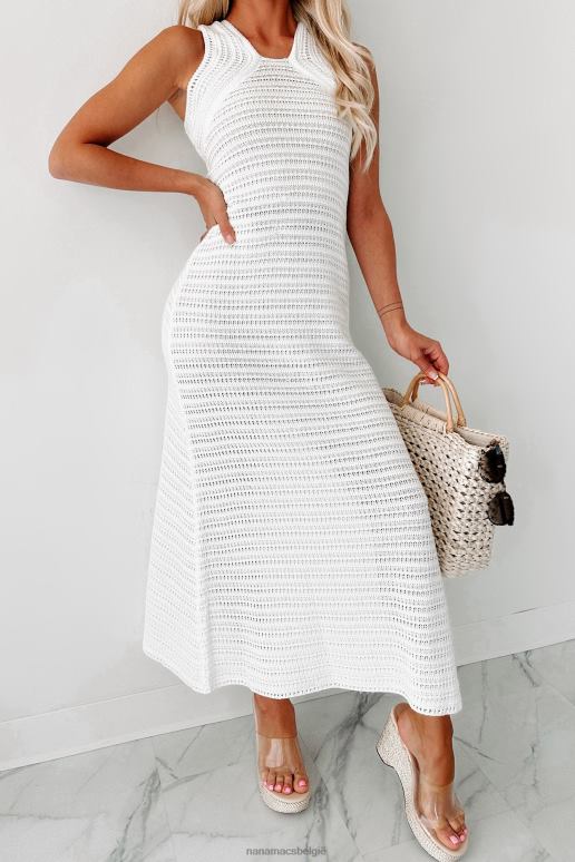 wit mijn echte zelf gehaakte gebreide maxi-jurk NanaMacs HPTT2335