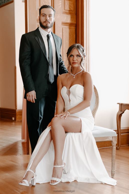 wit prachtige maxi-jurk met strass-details NanaMacs HPTT2396