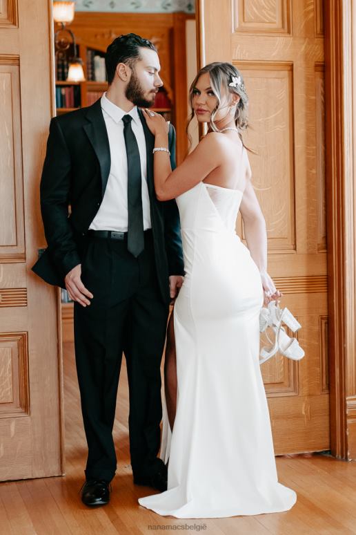 wit prachtige maxi-jurk met strass-details NanaMacs HPTT2396