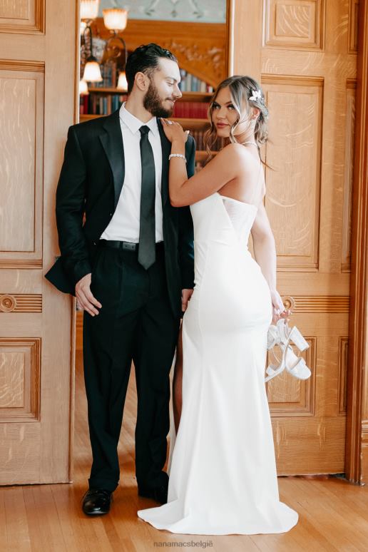 wit prachtige maxi-jurk met strass-details NanaMacs HPTT2396