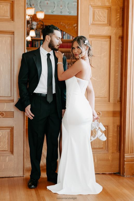 wit prachtige maxi-jurk met strass-details NanaMacs HPTT2396