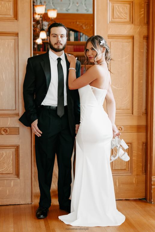 wit prachtige maxi-jurk met strass-details NanaMacs HPTT2396