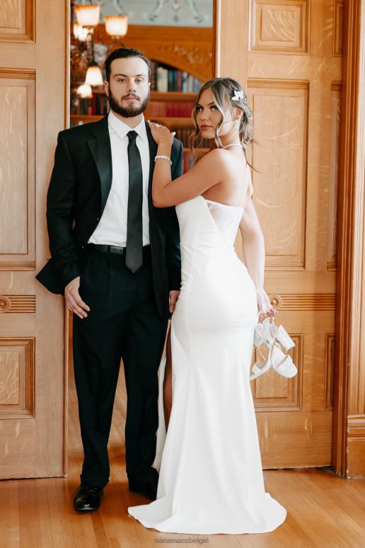 wit prachtige maxi-jurk met strass-details NanaMacs HPTT2396