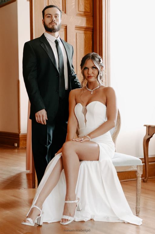 wit prachtige maxi-jurk met strass-details NanaMacs HPTT2396