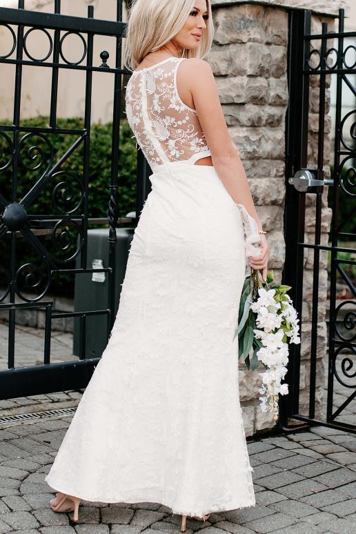 wit uitziende spectaculaire kanten maxi-jurk NanaMacs HPTT2358