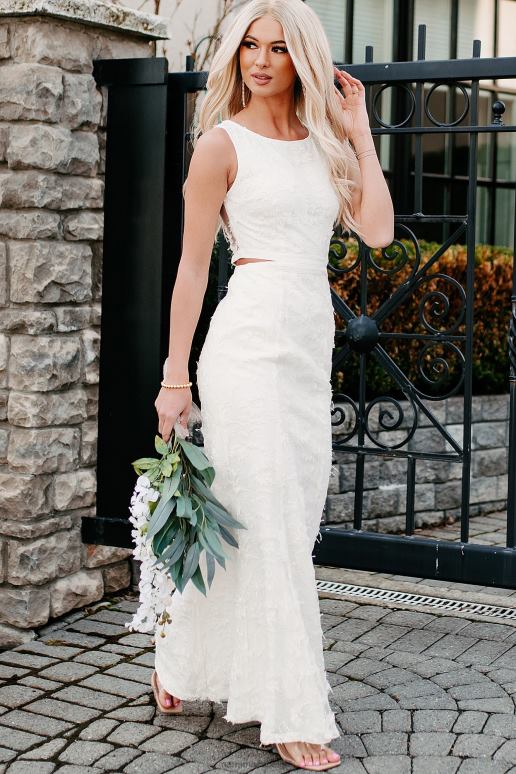 wit uitziende spectaculaire kanten maxi-jurk NanaMacs HPTT2358