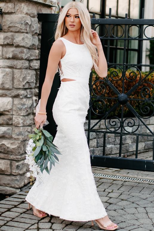 wit uitziende spectaculaire kanten maxi-jurk NanaMacs HPTT2358