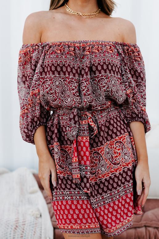 baksteen/multi creatieve paisley gestreepte mini-jurk NanaMacs HPTT2221