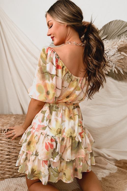 blozen era of love gegolfde gebloemde mini-jurk NanaMacs HPTT2203