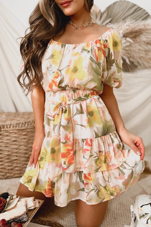 blozen era of love gegolfde gebloemde mini-jurk NanaMacs HPTT2203