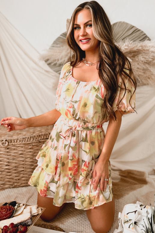 blozen era of love gegolfde gebloemde mini-jurk NanaMacs HPTT2203