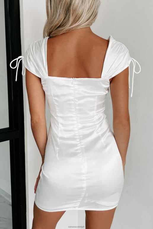 gebroken wit josie dubbel gestrikte satijnen mini-jurk NanaMacs HPTT1942