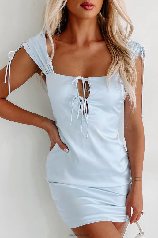 hemelsblauw josie dubbel gestrikte satijnen mini-jurk NanaMacs HPTT1900