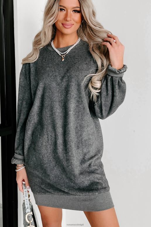 houtskool fleece sweatshirt mini-jurk NanaMacs HPTT2073