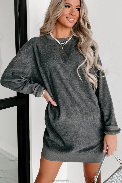 houtskool fleece sweatshirt mini-jurk NanaMacs HPTT2073