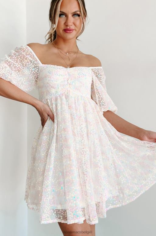 ivoor zo zoet zijn als een mini-jurk met bladerdeegmouwen en pailletten NanaMacs HPTT2093