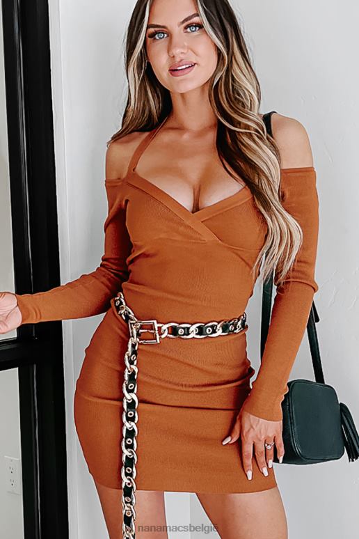 kameel eindeloze liefde off-shoulder halter mini-jurk NanaMacs HPTT2451