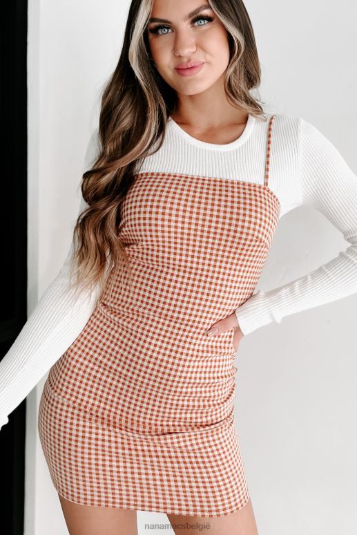 karamel verlossende kwaliteiten geruite mini-jurk NanaMacs HPTT2123