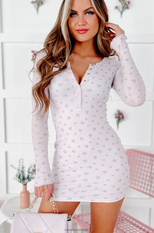lavendel be sweet gebloemde mini-jurk met lange mouwen NanaMacs HPTT2172