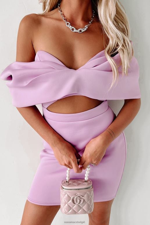 lavendel extravagante affaires off-shoulder scuba mini-jurk NanaMacs HPTT1871