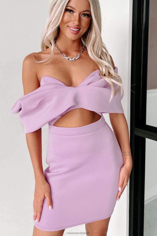 lavendel extravagante affaires off-shoulder scuba mini-jurk NanaMacs HPTT1871