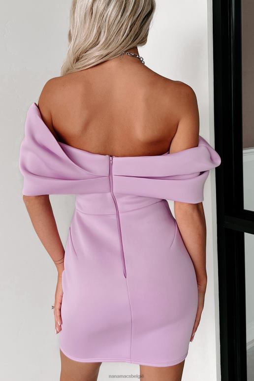 lavendel extravagante affaires off-shoulder scuba mini-jurk NanaMacs HPTT1871