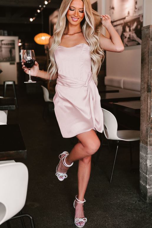 lila get it girl satijnen strapless mini-jurk NanaMacs HPTT2156