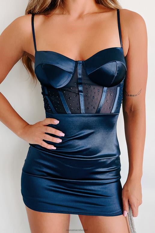 middernacht casino hottie strass mesh satijnen mini-jurk NanaMacs HPTT1805