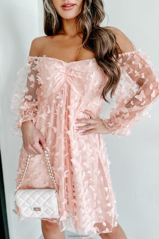 perzik sweet darlin' vlinder organza babydoll mini-jurk NanaMacs HPTT2060