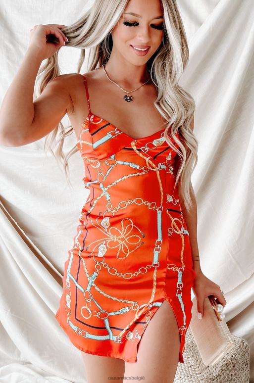 rode combi flirterige satijnen mini-jurk met print zoals ik NanaMacs HPTT2176