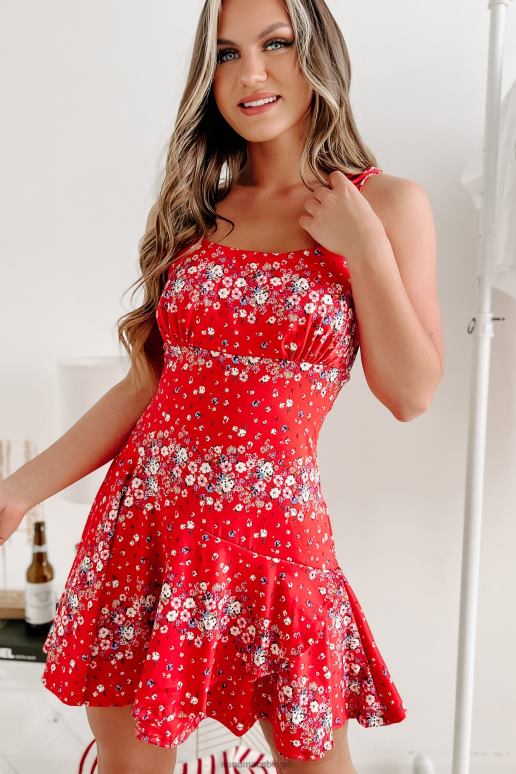 rood dunes bloemen gebloemde mini-jurk NanaMacs HPTT1906