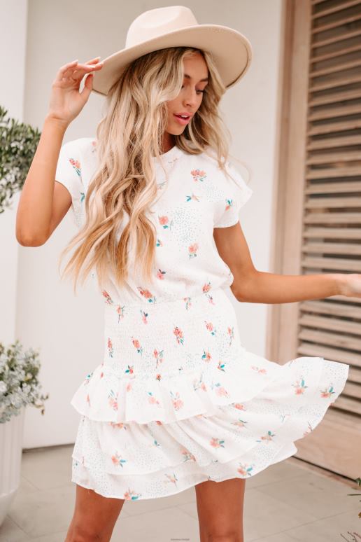 room deeandra gesmokte taille gegolfde mini-jurk met print NanaMacs HPTT2236