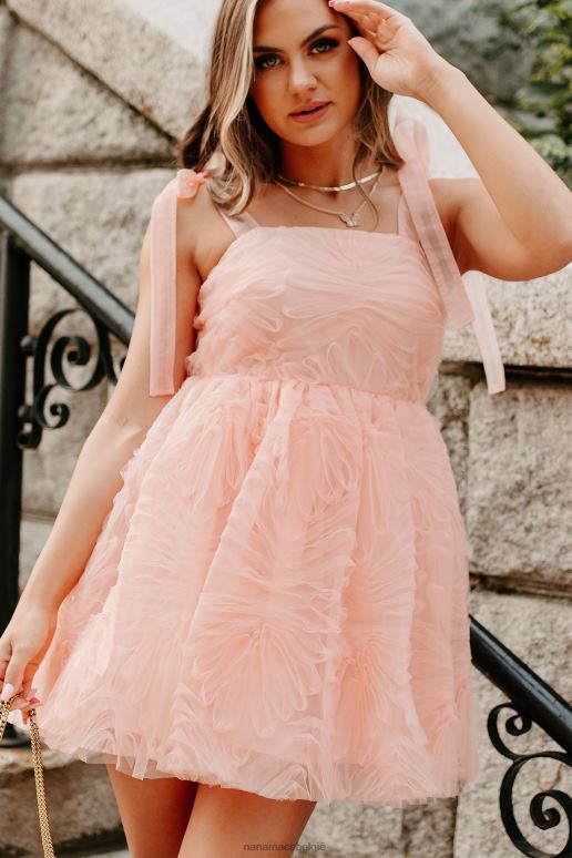 roze gecharmeerde getextureerde mini-jurk NanaMacs HPTT1866