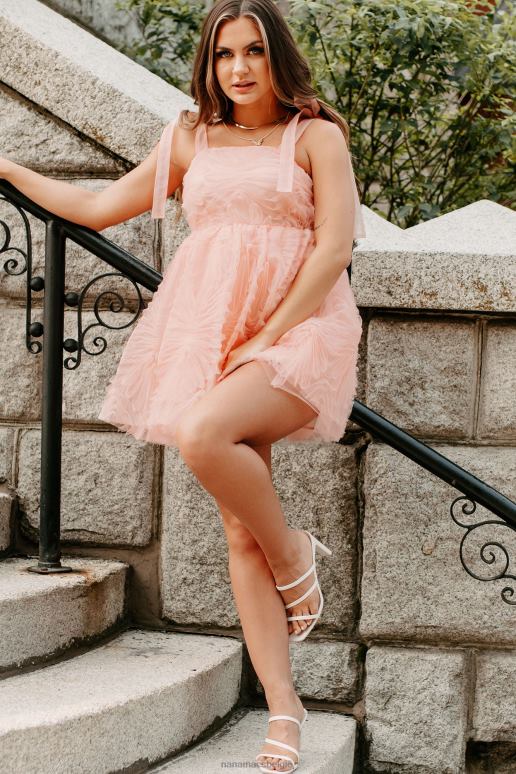 roze gecharmeerde getextureerde mini-jurk NanaMacs HPTT1866