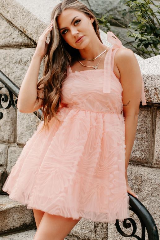 roze gecharmeerde getextureerde mini-jurk NanaMacs HPTT1866