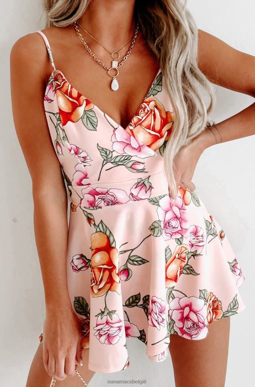 roze grootste liefdesverhaal korte gevoerde gebloemde mini-jurk NanaMacs HPTT1973