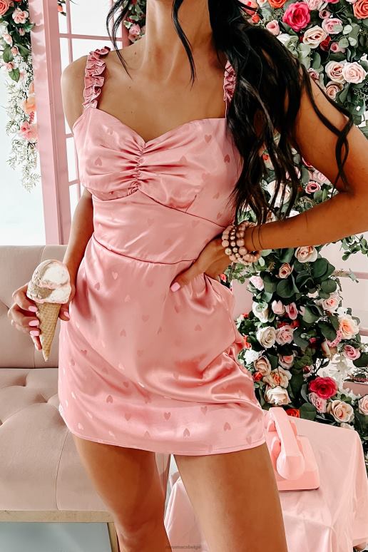roze inspire love satijnen mini-jurk met ruches NanaMacs HPTT2209