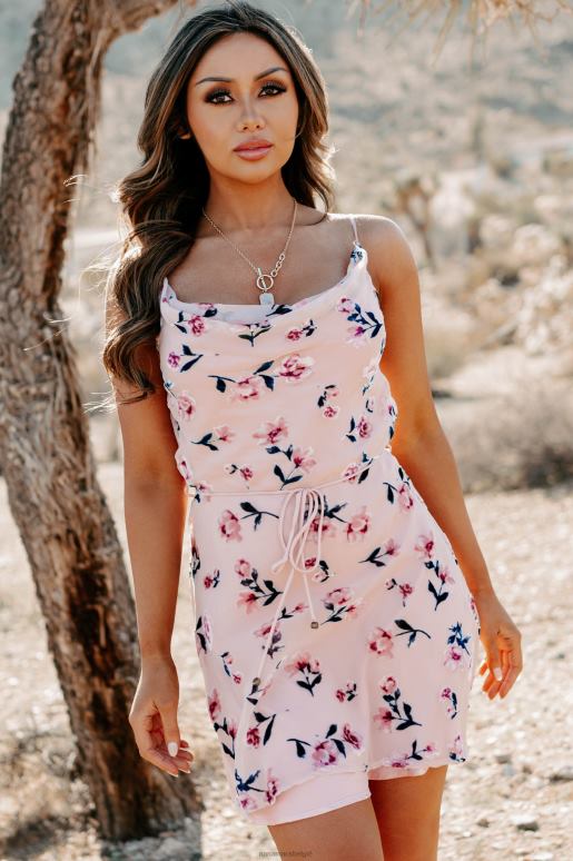 roze perfect onschuldige mini-jurk van fluwelen bloemensatijn NanaMacs HPTT2190