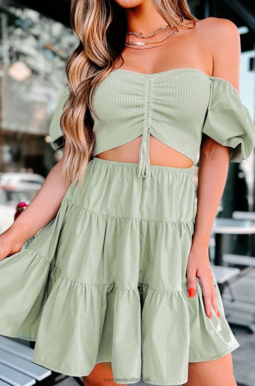 verstandig pippy uitgesneden mini-jurk met pofmouwen NanaMacs HPTT2152